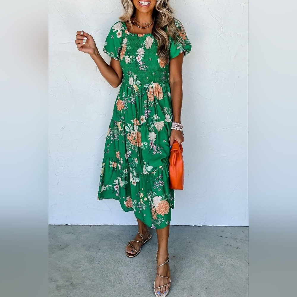 Floral Green Dress